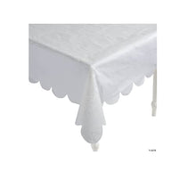 Load image into Gallery viewer, White Scalloped Paper Table Cover, 54&quot;x108&quot;
