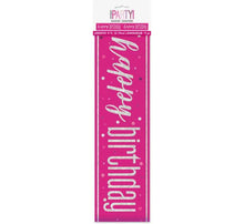 Load image into Gallery viewer, &quot;Happy Birthday&quot; Glitz Pink &amp; Silver Foil Banner (9ft)
