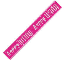 Load image into Gallery viewer, &quot;Happy Birthday&quot; Glitz Pink &amp; Silver Foil Banner (9ft)
