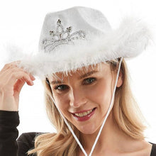 Load image into Gallery viewer, Adult&#39;s Cowboy Hat With Tiara And Feather Trim
