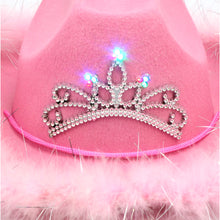 Load image into Gallery viewer, Adult&#39;s Cowboy Hat With Tiara And Feather Trim
