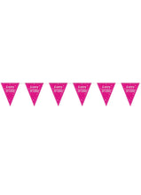 Load image into Gallery viewer, &quot;Happy Birthday&quot; Glitz Pink &amp; Silver Prismatic Plastic Flag Banner (9ft)
