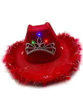 Load image into Gallery viewer, Adult&#39;s Cowboy Hat With Tiara And Feather Trim
