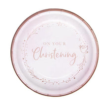 Load image into Gallery viewer, Pink On Your Christening Paper Dinner Plates - 23cm
