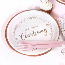 Load image into Gallery viewer, Pink On Your Christening Paper Dinner Plates - 23cm
